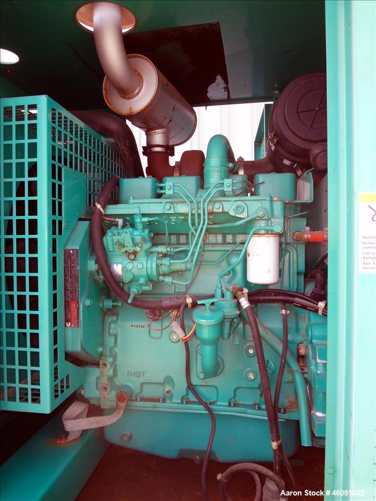 Used Cummins 50 kW standby (45 kW prime) diesel generator set, model 50DGCA, SN-C970633354. Cummins 4BT3.9-G1 engine rated 88 HP at 1800 RPM, SN-45494533. Rated and currently set up 50 kW 1/60/120/24...