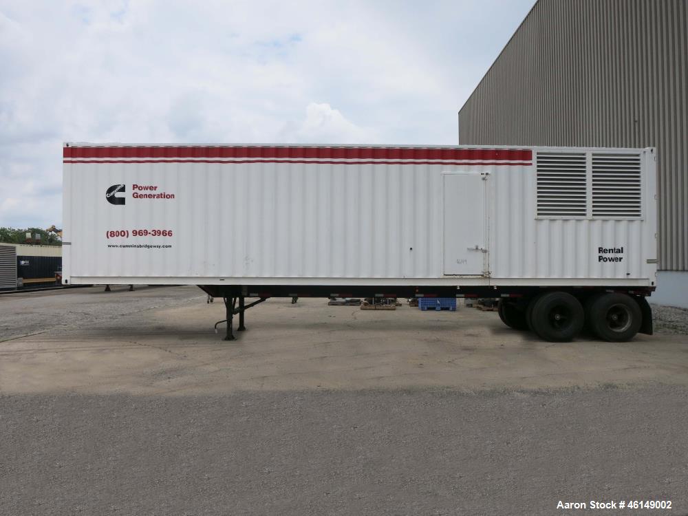 Used Cummins 600 kW standby (545 kW prime) portable /trailer mounted diesel generator set, model 600DFGB-60495A, SN-C930502586. Cummins VTA28-G5 engine rated 900 HP at 1800 RPM. PMG - permanent magne...