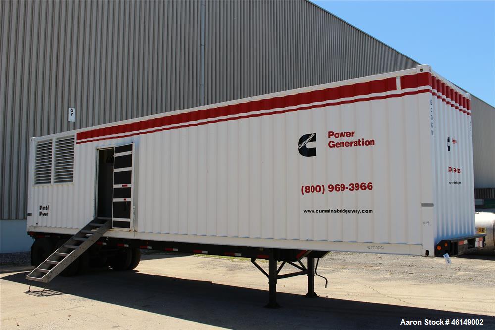 Used Cummins 600 kW standby (545 kW prime) portable /trailer mounted diesel generator set, model 600DFGB-60495A, SN-C930502586. Cummins VTA28-G5 engine rated 900 HP at 1800 RPM. PMG - permanent magne...