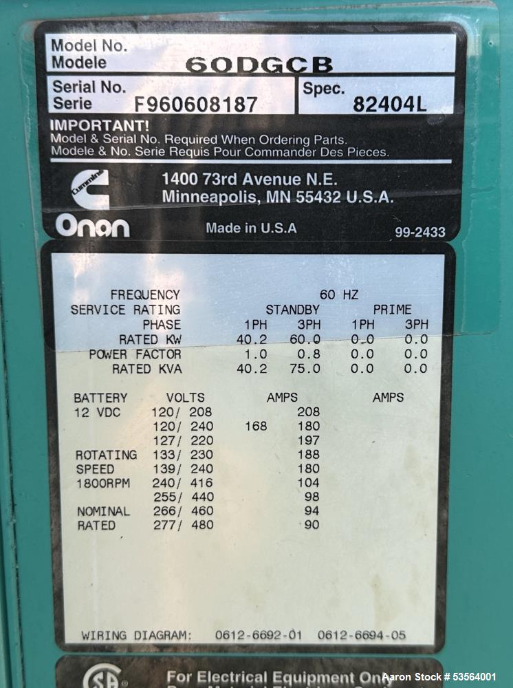 Cummins 60 KW Diesel Generator/ Genset