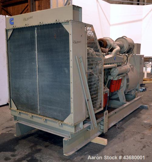 Used Cummins 600 kW Diesel Generator Set. Cummins model VTA28GS2 engine rated 900 HP @ 1800 RPM SN-37110166. 3/60/277/480V. Main-line circuit breaker. No muffler, includes muffler flex connections (s...