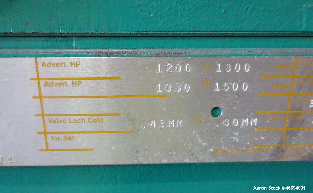 Used Cummins 750 kW diesel generator, model DFHA. Cummins QST30-G2 engine.