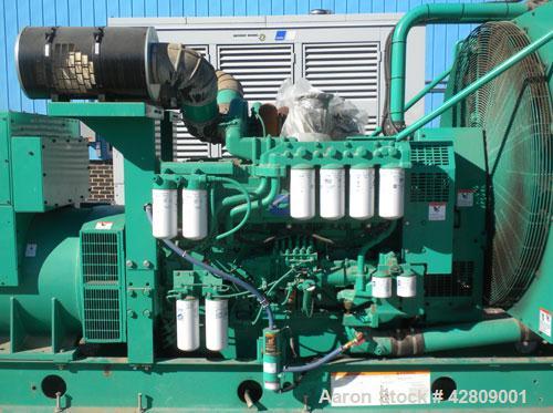 Used Cummins 750 kW standby (680 kW prime) diesel generator set. Cummins model 750DFHA-1386, SN-J000166135. Cummins QST30-G1-NR1 engine, EPA Tier 1, rated 1135 HP at 1800 RPM, SN-37195513, turbocharg...