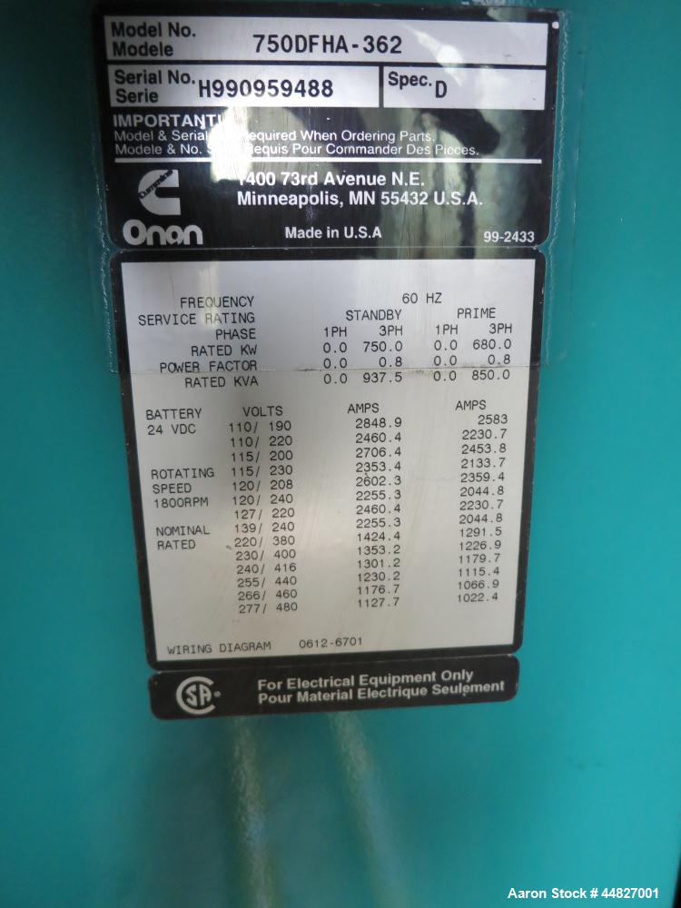 Used Cummins 750 kW Standby Portable/Trailer Mounted Diesel Generator Set, Model 750DFHA-362