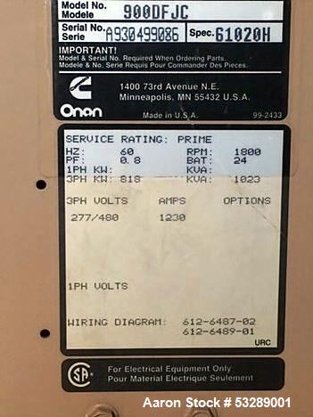 Cummins 900 kW Standby (810 kW prime) Diesel Generator Set