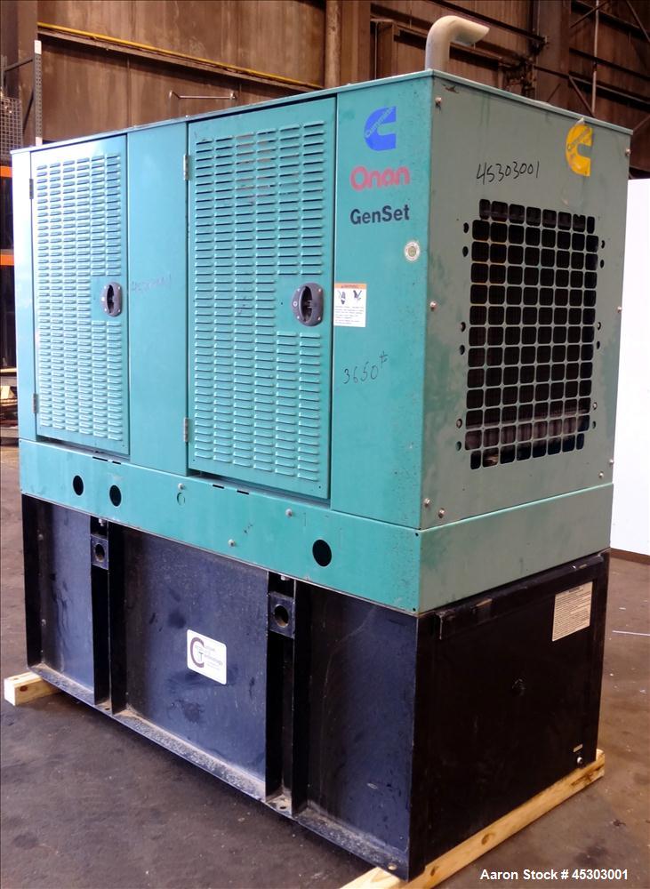 Used Cummins 60kW standby (55kW prime) diesel generator set, model DGCB-4957237 SN-C010222503. Cummins 4TB3.9-G4 rated 102 HP at 1800 RPM. 1/60/120-240V, 12 lead reconnectable to other 3 phase voltag...