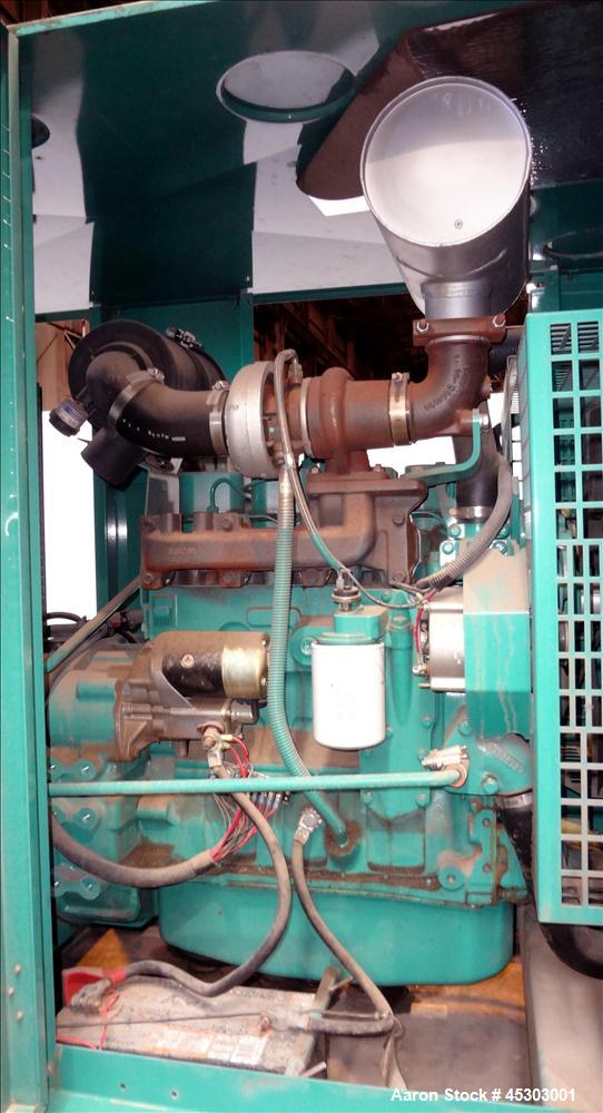 Used Cummins 60kW standby (55kW prime) diesel generator set, model DGCB-4957237 SN-C010222503. Cummins 4TB3.9-G4 rated 102 HP at 1800 RPM. 1/60/120-240V, 12 lead reconnectable to other 3 phase voltag...