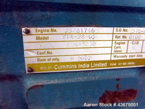 Used Cummins 600 kW Standby Diesel Generator Set, Cummins Model VTA28-G5