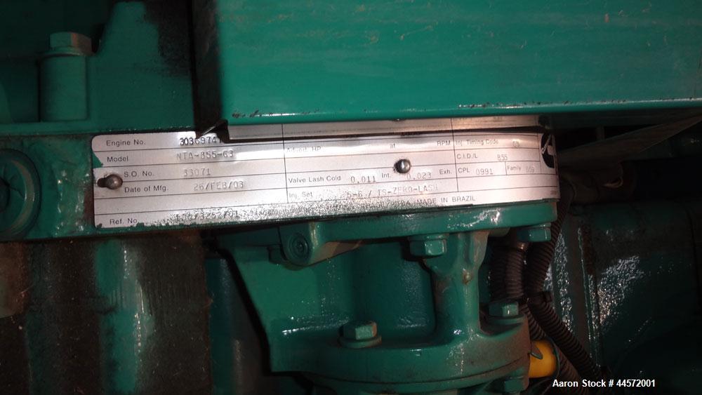 Used Cummins 350 kW Standby (315 kW Prime) Diesel Generator Set, Model DFCC, SN-D030496246. Cummins NTA855-G3 engine rated 535 HP @ 1800 RPM, SN-30369747.  3/60/208V, re-connectable to other voltages...