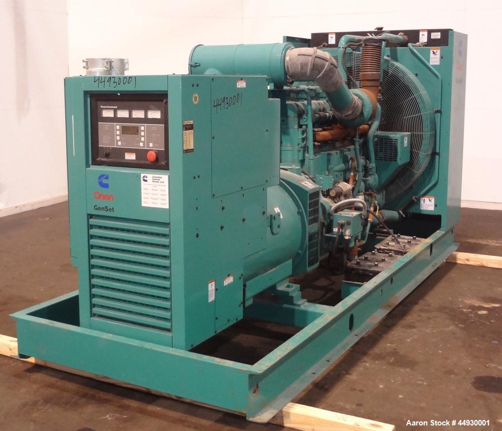 Used Cummins 500 kW standby (455 kW prime) diesel generator set, model DFED-3381494, SN-K990022657. Cummins KTA19-G4 engine rated 755HP at 1800 RPM, SN-37190171. 3/60/277/480V. 800 Amp main-line circ...