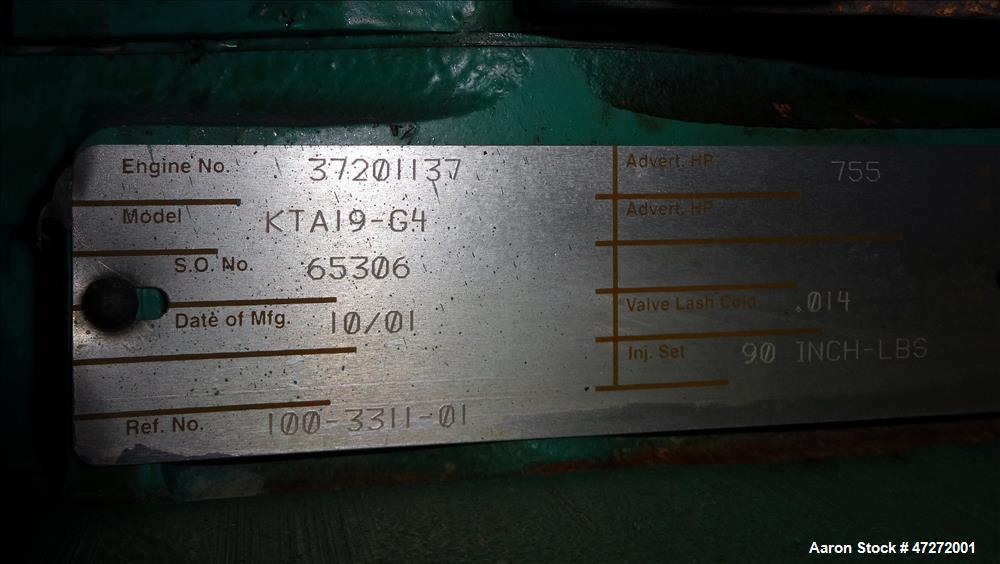 Used Cummins 500 kW diesel generator set, model DFED. Cummins KTA19-G4 engine