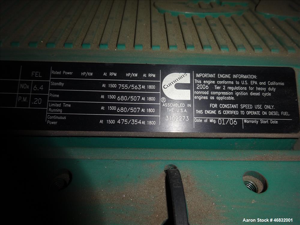 Used Cummins 350 kW Standby (320 kW Prime) Diesel Generator Set