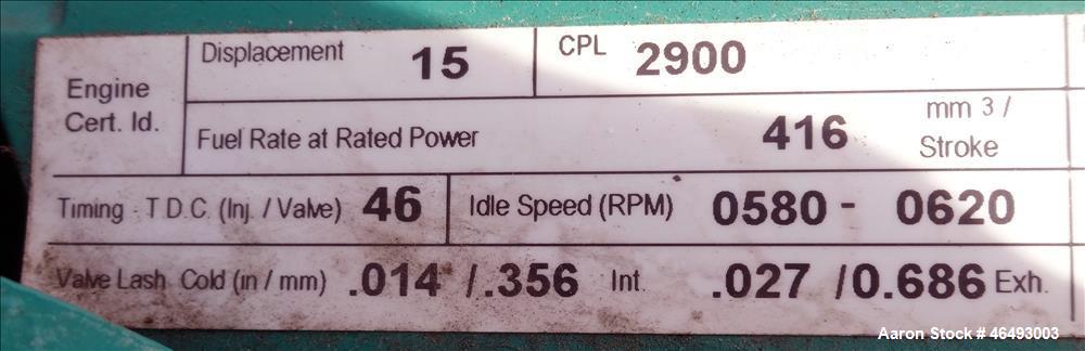 Used Cummins 500 kW diesel generator, model DFEK. Cummins QSX15-G9 engine.