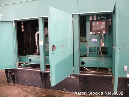 Used Cummins 500 kW standby (455kW prime) diesel generator set, model DFEK-5773752 SN- J060985454. Cummins QSX-15-G9 rated 755 hp @ 1800 rpm, EPA Tier II certified, SN-31006015. 3/60/277-480V with PM...