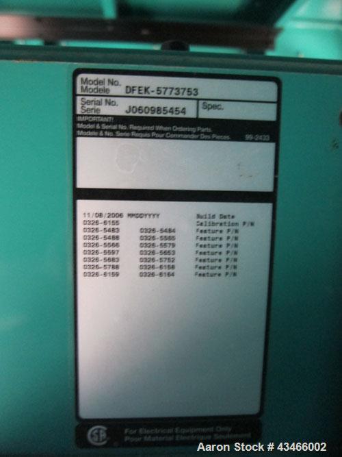Used Cummins 500 kW standby (455kW prime) diesel generator set, model DFEK-5773752 SN- J060985454. Cummins QSX-15-G9 rated 755 hp @ 1800 rpm, EPA Tier II certified, SN-31006015. 3/60/277-480V with PM...