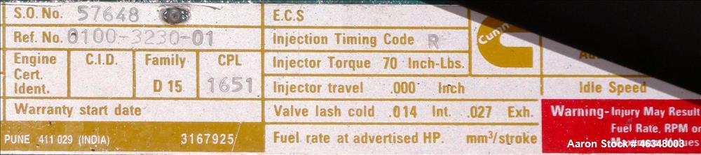 Used Cummins 600 kW diesel generator, model DFGB. Cummins VTA-28-G5 engine.