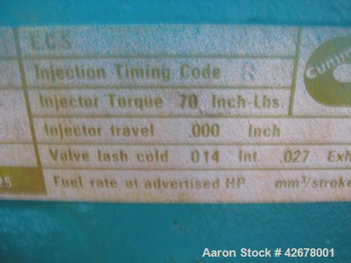 Used Cummins 600kW standby / 545kW prime diesel generator set. Cummins model DFGB SN-G030525963. Cummins model VTA-28-G5 turbocharged aftercooled engine rated 900 hp @ 1800 rpm. Serial #52959. 3/60/2...