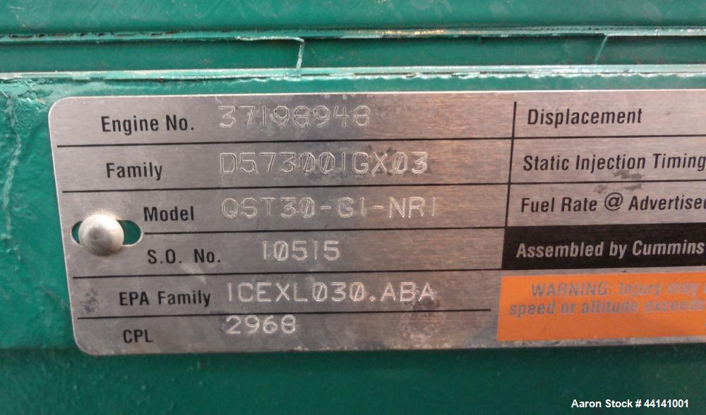 Used Cummins 750 kW Standby Diesel Generator Set, Cummins Model DFHA-4960791
