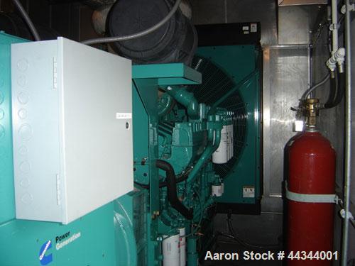 Used Cummins 900 kW standby diesel generator set, Model DFHC-5502751, SN-F020386092. Cummins QST30-G3 engine. 3/60/277/480V. Sound attenuated enclosure, 1500 gallon sub-base fuel tank. On board fire ...