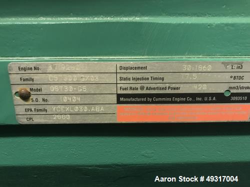 Used Cummins 1,000 KW Diesel Generator Set