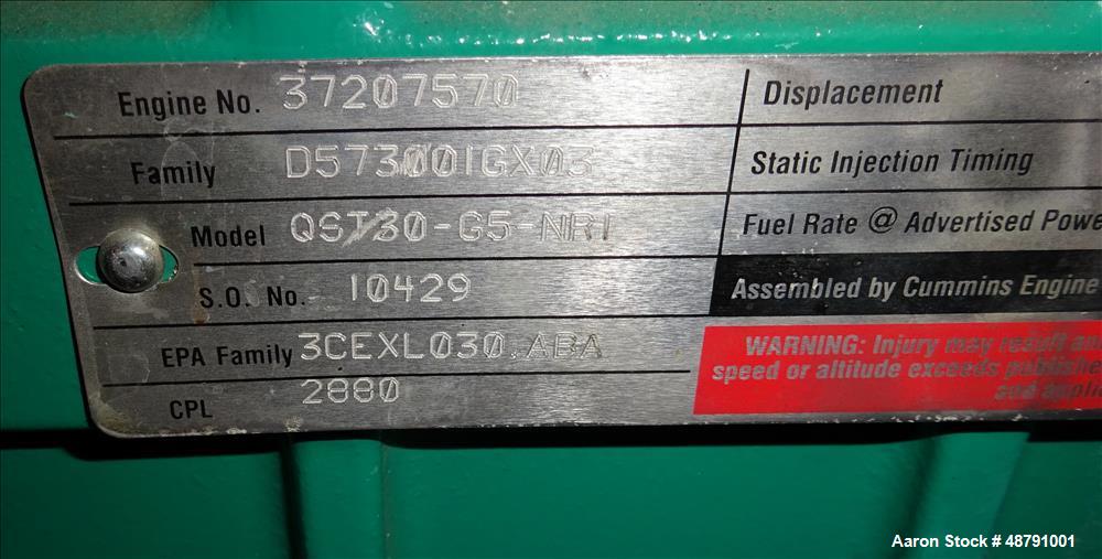 Used Cummins 1000 kW Standby Diesel Generator