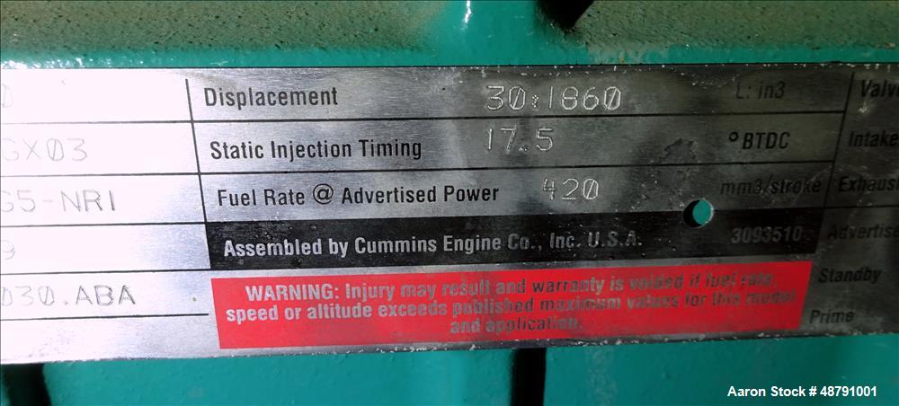 Used Cummins 1000 kW Standby Diesel Generator
