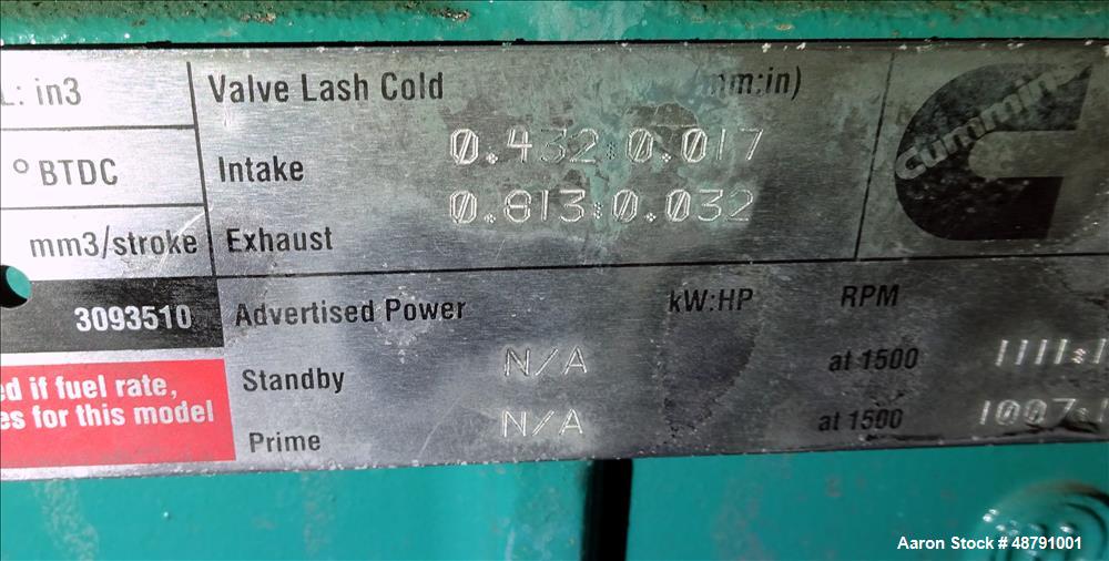 Used Cummins 1000 kW Standby Diesel Generator