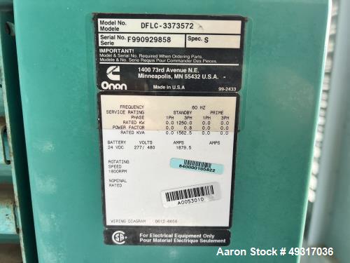 Cummins 1250 kW standby (1100 kW prime) portable trailered diesel generator set,