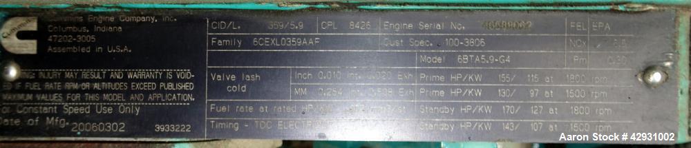 Used Cummins 80 kW Diesel Generator Set
