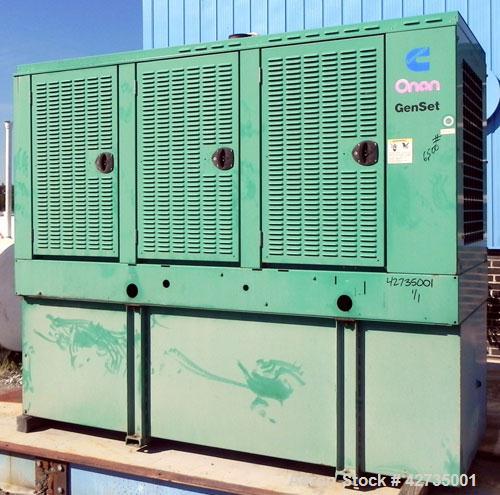 Used Cummins / Onan 125 kW Diesel Generator Set, model DGEA-4964186, serial #H010271864. Cummins 6CT8.3-G-2 engine rated 207 hp @ 1800 rpm. 3/60/277-480V, (rated 83.8 kW as single phase). 1000 Amp an...