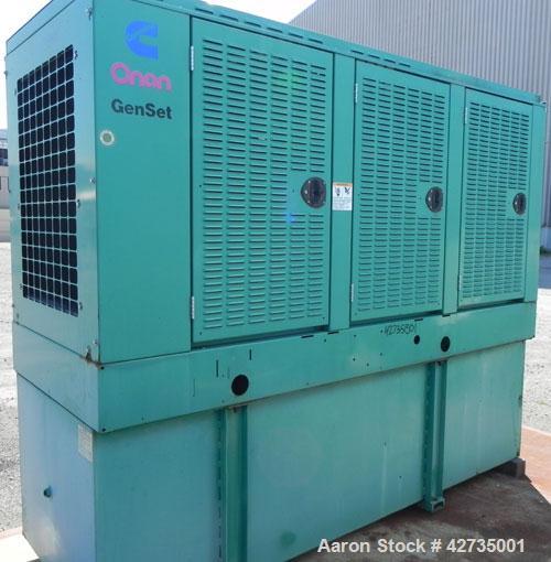 Used Cummins / Onan 125 kW Diesel Generator Set, model DGEA-4964186, serial #H010271864. Cummins 6CT8.3-G-2 engine rated 207 hp @ 1800 rpm. 3/60/277-480V, (rated 83.8 kW as single phase). 1000 Amp an...
