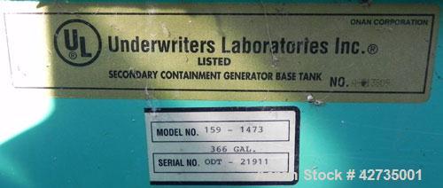 Used Cummins / Onan 125 kW Diesel Generator Set, model DGEA-4964186, serial #H010271864. Cummins 6CT8.3-G-2 engine rated 207 hp @ 1800 rpm. 3/60/277-480V, (rated 83.8 kW as single phase). 1000 Amp an...