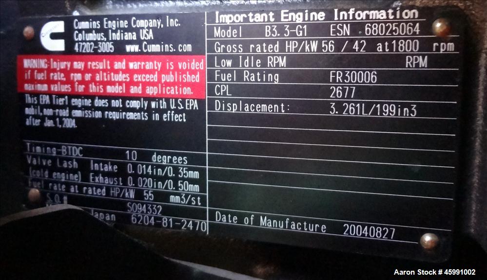 Used Cummins 35 kW diesel generator model DGGD. Cummins 4B3.3-G1 engine.