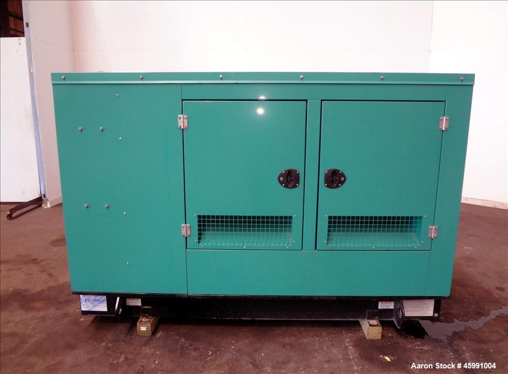 Used Cummins 35 kW standby (30 kW prime) diesel generator set, model DGGD-5769016, SN-G060944329. Cummins 4B3.3-G1 engine rated 56 HP at 1800 RPM. 1/60/120/240V. 150 Amp main-line circuit breaker. Po...