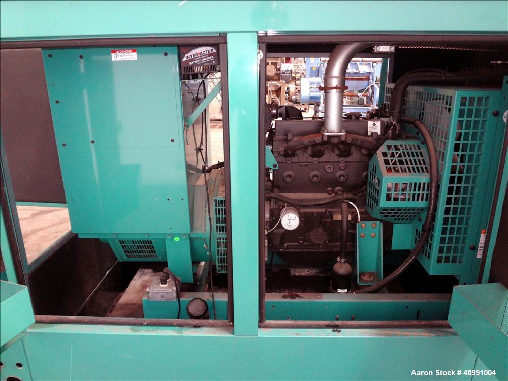 Used Cummins 35 kW standby (30 kW prime) diesel generator set, model DGGD-5769016, SN-G060944329. Cummins 4B3.3-G1 engine rated 56 HP at 1800 RPM. 1/60/120/240V. 150 Amp main-line circuit breaker. Po...