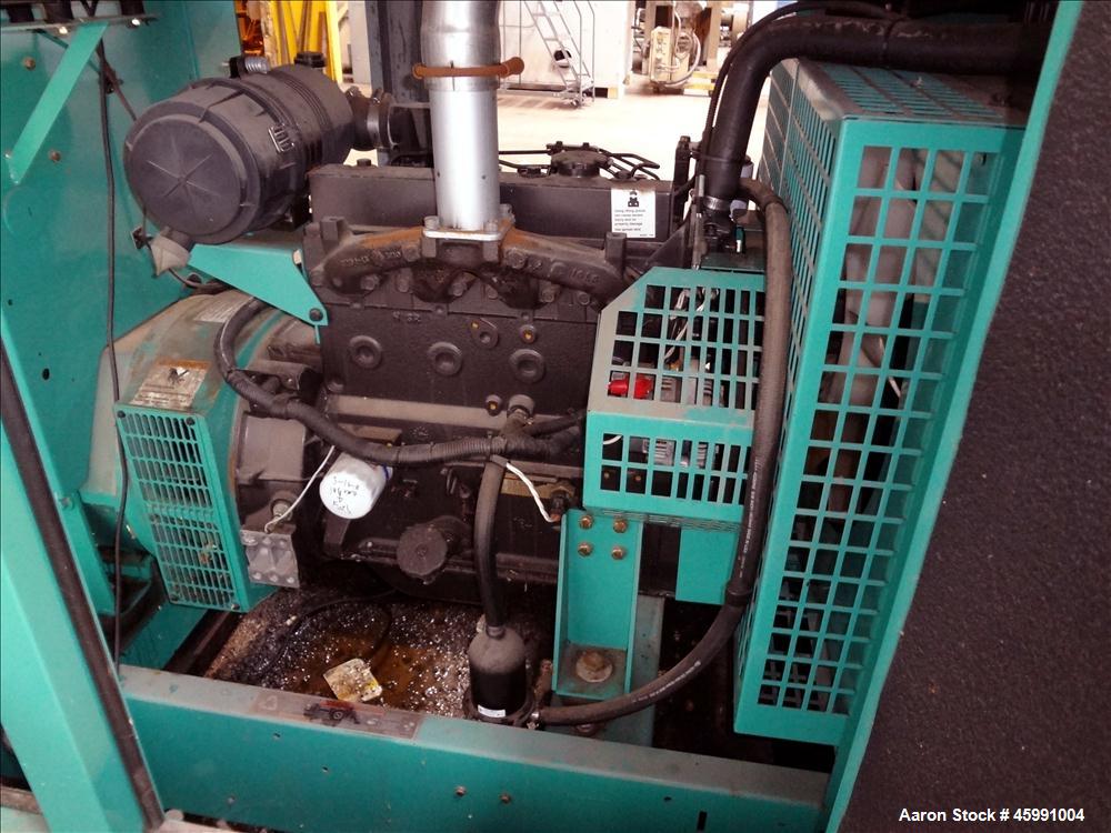 Used Cummins 35 kW standby (30 kW prime) diesel generator set, model DGGD-5769016, SN-G060944329. Cummins 4B3.3-G1 engine rated 56 HP at 1800 RPM. 1/60/120/240V. 150 Amp main-line circuit breaker. Po...