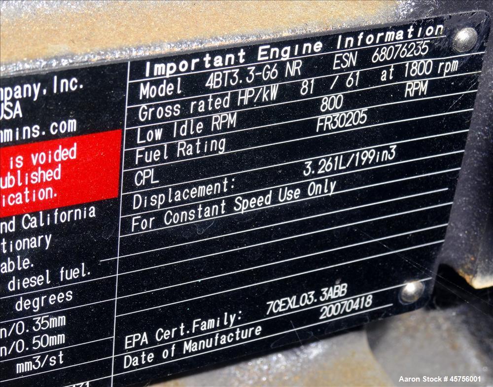 Used Cummins 35 kW standby (30 kW prime) diesel generator set