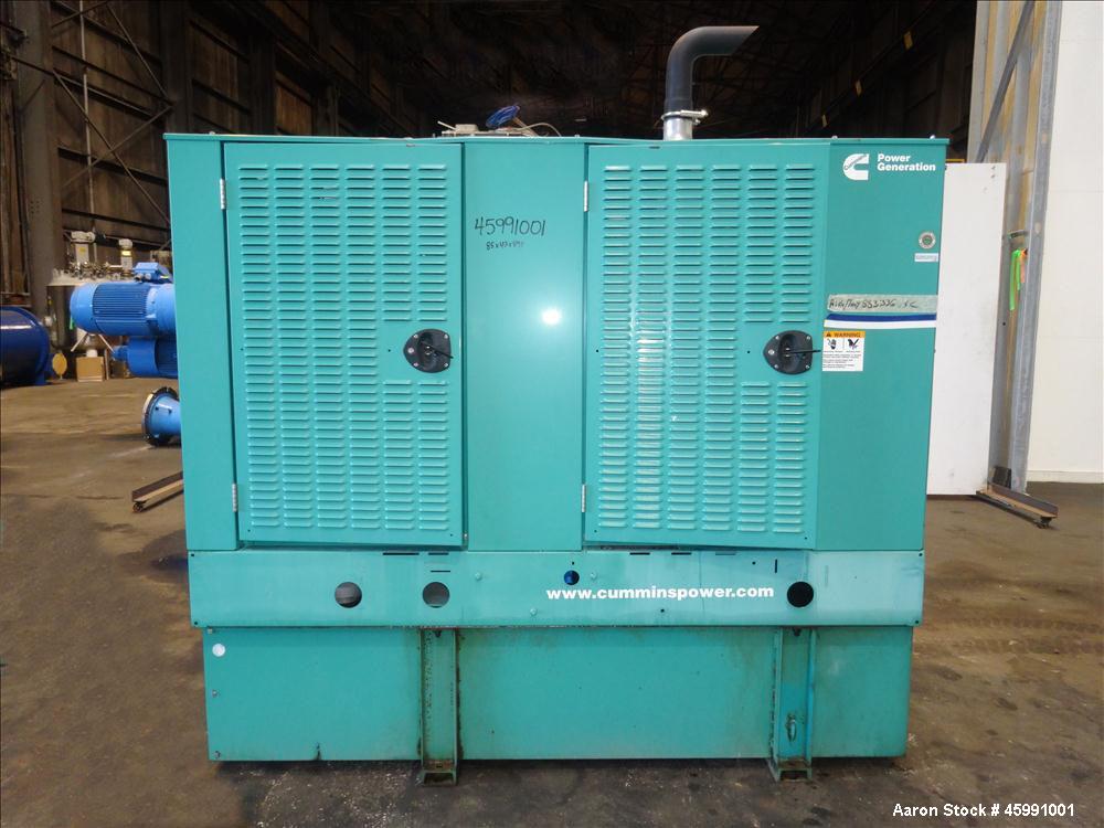 Used Cummins 35 kW standby (30 kW prime) diesel generator set, model DGGD-5937011, SN-J070118848. Cummins 4B3.3-G1 engine rated 56 HP at 1800 RPM. 35kW 1/60/120/240V current set up, reconnectable to ...