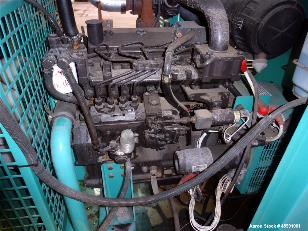 Used Cummins 35 kW standby (30 kW prime) diesel generator set, model DGGD-5937011, SN-J070118848. Cummins 4B3.3-G1 engine rated 56 HP at 1800 RPM. 35kW 1/60/120/240V current set up, reconnectable to ...
