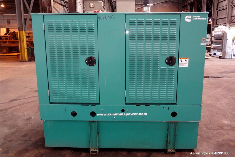 Used -Cummins 35 kW standby (30 kW prime) diesel generator set, model DGGD-5937235, SN-J070119501, Cummins 4B3.3-G6 engine rated 81 HP at 1800 RPM. 35kW 1/60/120/240V current set up, reconnectable to...