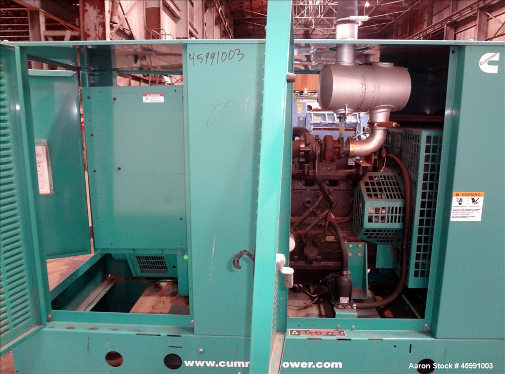 Used -Cummins 35 kW standby (30 kW prime) diesel generator set, model DGGD-5937235, SN-J070119501, Cummins 4B3.3-G6 engine rated 81 HP at 1800 RPM. 35kW 1/60/120/240V current set up, reconnectable to...