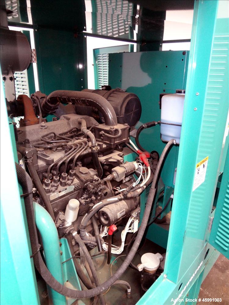 Used -Cummins 35 kW standby (30 kW prime) diesel generator set, model DGGD-5937235, SN-J070119501, Cummins 4B3.3-G6 engine rated 81 HP at 1800 RPM. 35kW 1/60/120/240V current set up, reconnectable to...