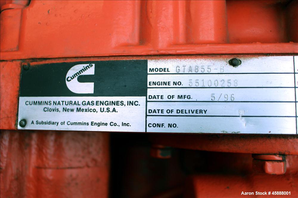 Used Cummins 215 kW standby (180 continuous). GTA855 engine