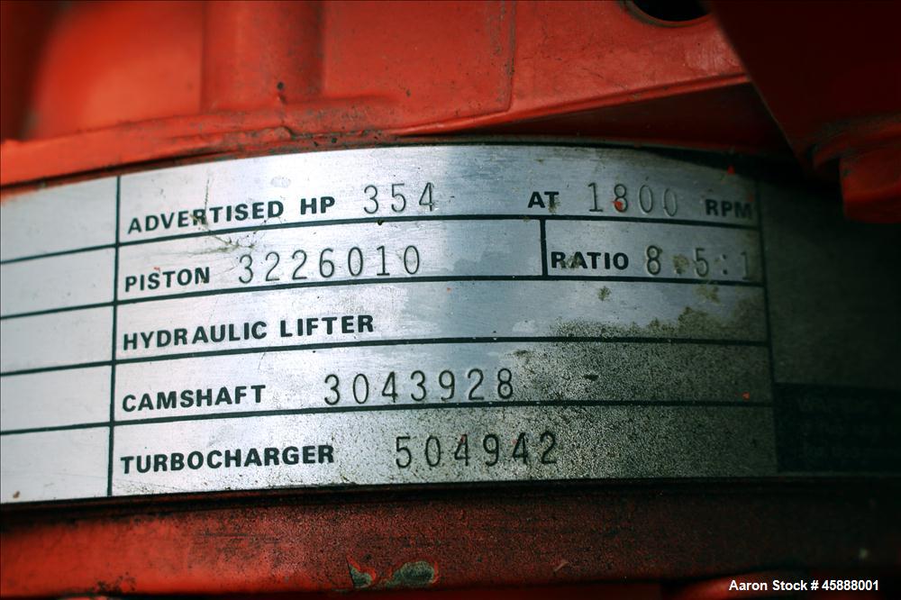 Used Cummins 215 kW standby (180 continuous). GTA855 engine