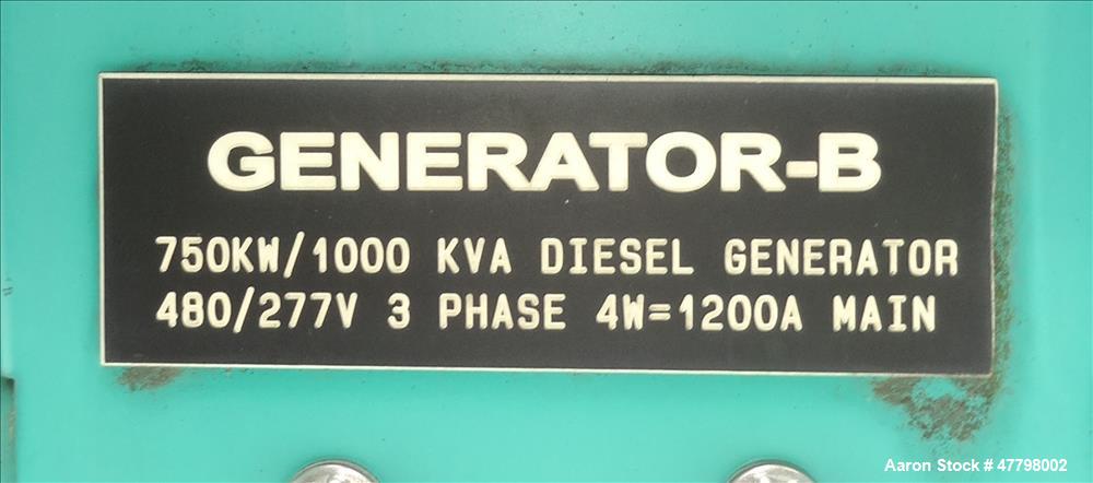 Used Cummins 750 kW EPA Tier 2 750kW Diesel Generator. Cummins QST30-G5.