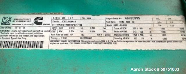 Used Cummins 100 KW Standby Portable / Trailered Diesel Generator Set