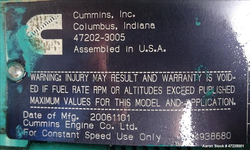 Used Cummins 150 kW, model DSHAA. Cummins QSL9-G0 engine, EPA Tier 3.