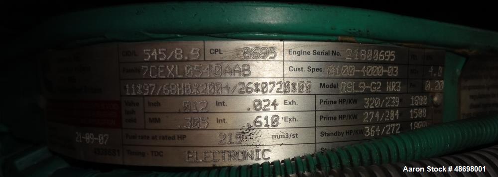 Used Cummins 125 kW standby diesel generator set, model DSHAE-5937546, SN-J0701