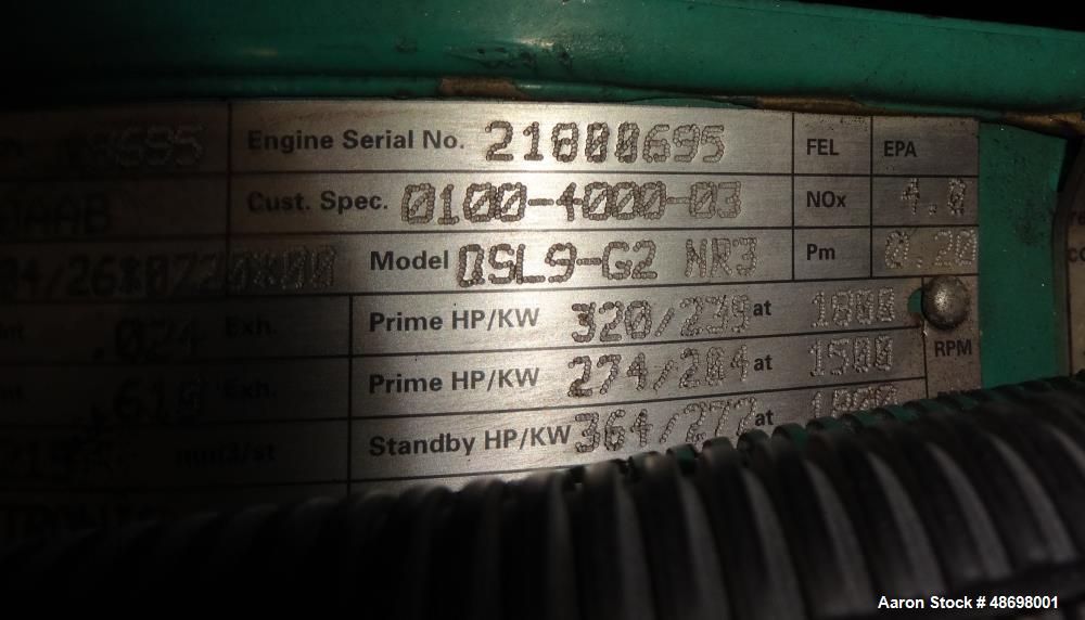 Used Cummins 125 kW standby diesel generator set, model DSHAE-5937546, SN-J0701