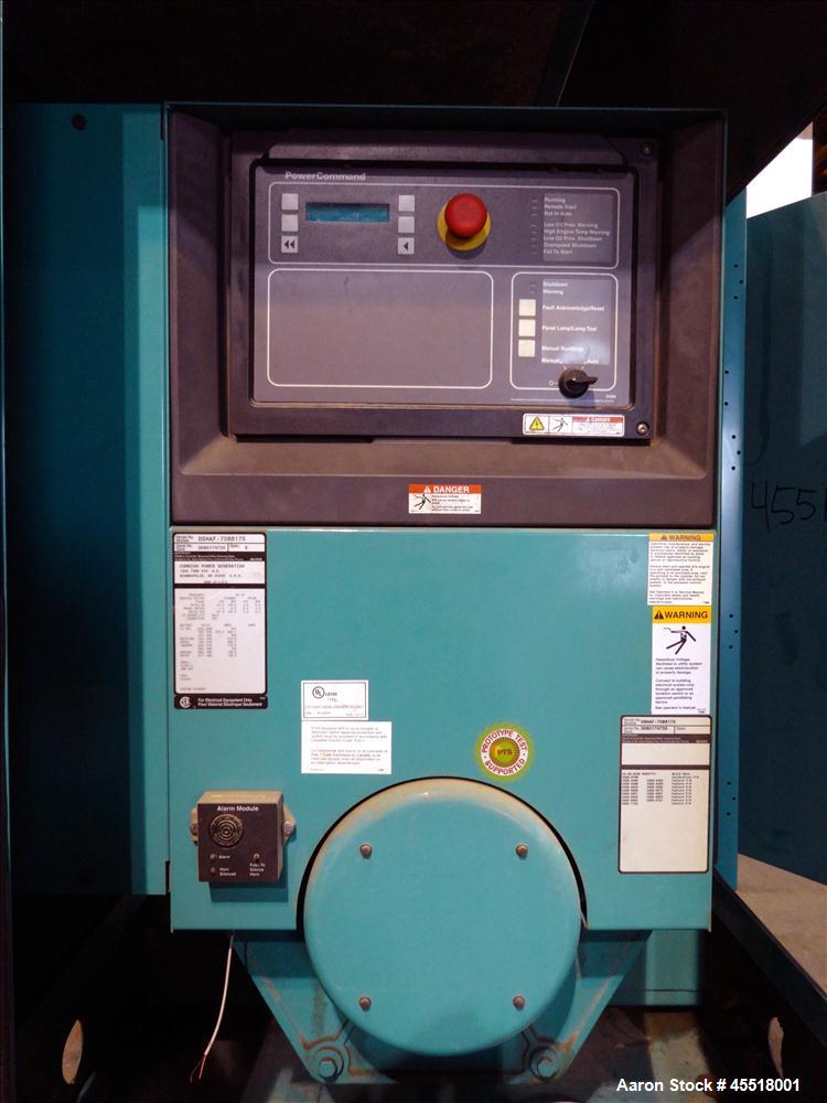 Used Cummins 100 kW standby (90kW prime) diesel generator set, model DSHAF-70888175 SN-D080174735. Cummins QSL9-G2 nonroad 3, EPA tier 3 engine, rated 364 HP at 1800 RPM. 3/60/120/208V reconnectable ...